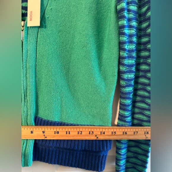 YOON Anthropologie S Lightweight Wool Cashmere Colorblock 1/2 Zip Cardi V Neck - Picture 10 of 12